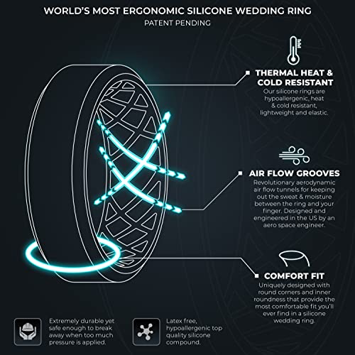 ThunderFit Men Silicone Wedding Rings, Breathable Pattern Engagement Bands 8mm Wide 2.2mm Thick - 1/4/7 Variety Multipack2