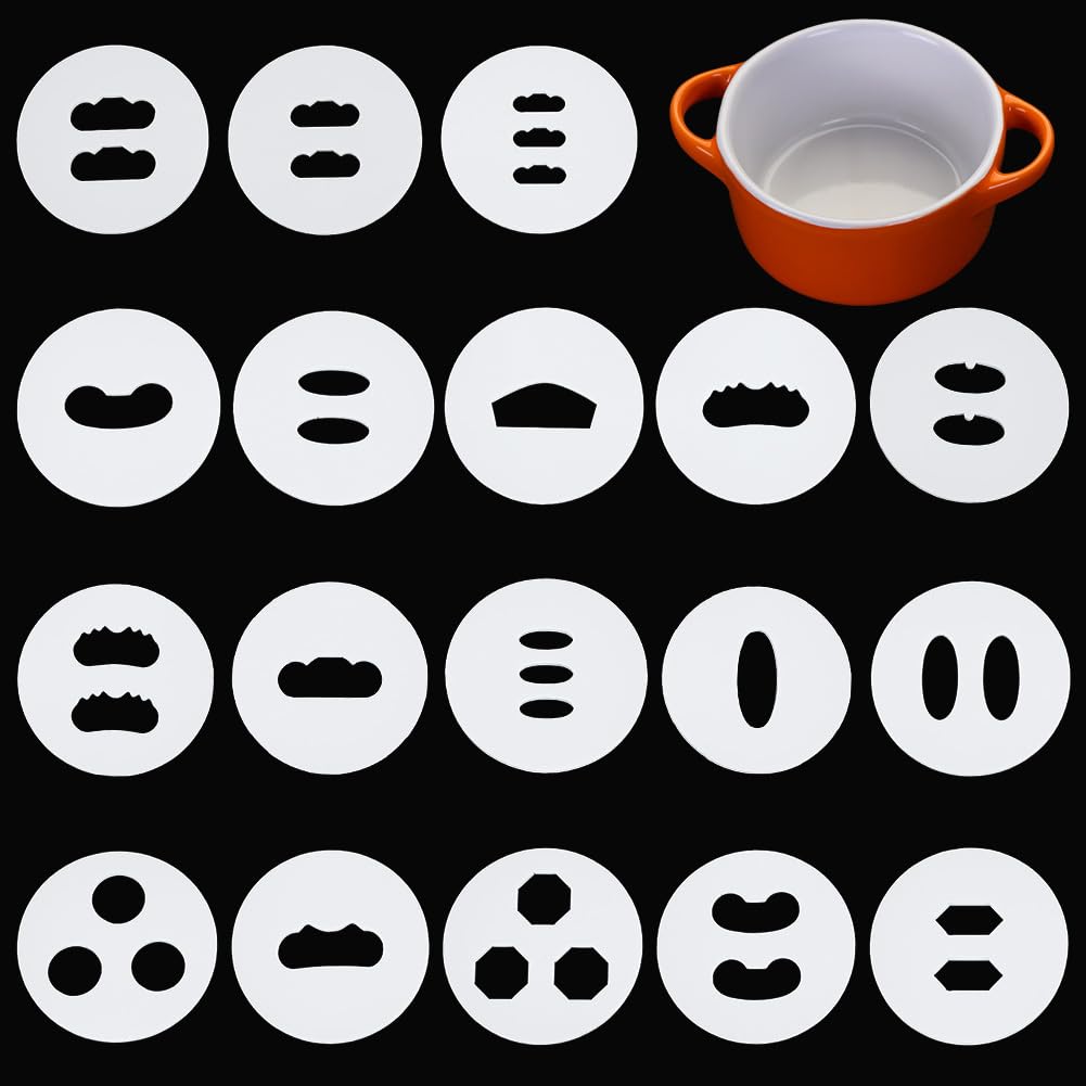 FINGERINSPIRE 18 PCS Handle Pattern Disc for Extruder Pottery Tool 2.22inch Flat Round Acrylic Clay Handle Setter White Hand-Held Clay Extruder Plates for Sculpting and Crafting Clay Extruder Gun