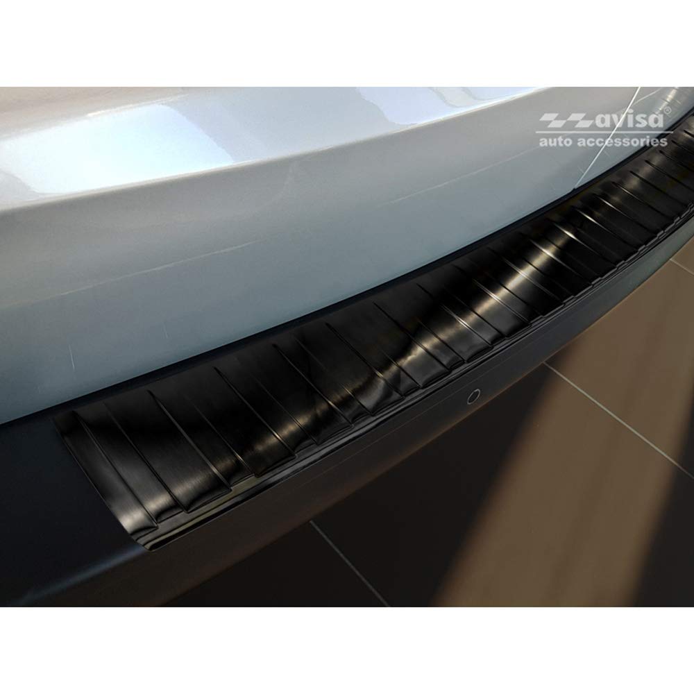 Protector De Parachoques Trasero Inoxidable Negro - Para Peugeot Expert III Y Citroën Jumpy III 2016- - Diseño Con Nervaduras