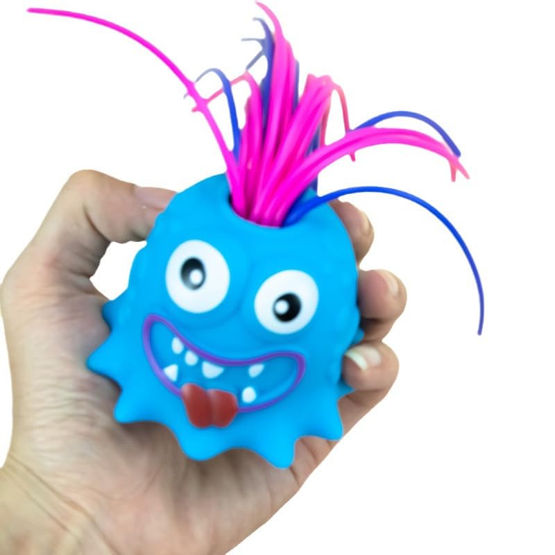 Screaming Monster Toys, Hair Pulling Fidget Toy, Funny Hair-Pulling Screaming Toy,Stress Relief and Anti-Anxiety Toys for Kids and Adults, Pulling Hair Monster Squeeze Toys (Blue)