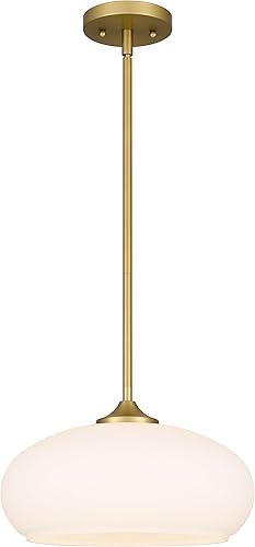 Miniatura 2 de Juno - Lámpara colgante moderna de 1 luz con pantalla de cristal de ópalo grabado para isla de cocina, pasillo, entrada, pasarela, comedor,