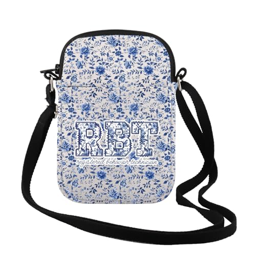 TSOTMO Behavior Therapist Gift RBT Registered Behavior Technician Crossbody Bag ABA BCBA Floral Behavior Analyst Gift