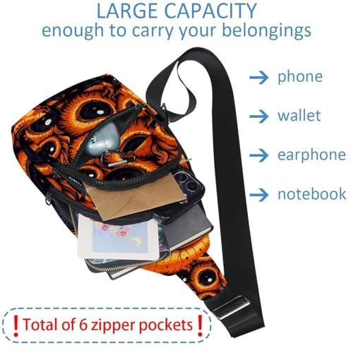 Mochila cruzada de ojo para Halloween con correa ajustable 5