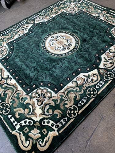 Miniatura 9 de Carpet King Alfombra tradicional oriental cazador, verde oscuro, negro, marrón, persa, americana, diseño 101 (5 pies 2 pulgadas x 7 pies 3 pulgadas)