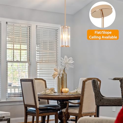 Heircido Pendant Light Rose Gold,3 Pack Modern Crystal Pendant Lighting For Kitchen,Bar Pendant Light Fixture For Dining Room Bedroom Hallway thumb #1