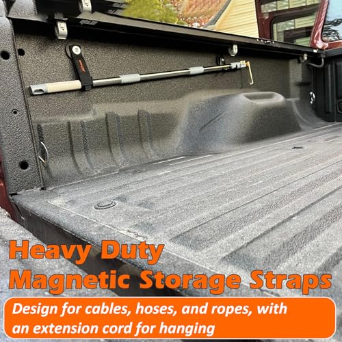 Image of MUTUACTOR Strong Magnetic Hooks with Storage Straps, Φ1.96 inch Anti-Slip Rubber Coated Heavy Duty Hooks,4PCS Universal Carrying Storage Extension Cords, Hoses, Ropes Organization in Garage Workshop RVs