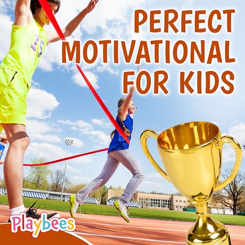 image for Playbees Fun Gold Plastic Trophies - 6 Pack - 7 Inch - Award Trophy Cu