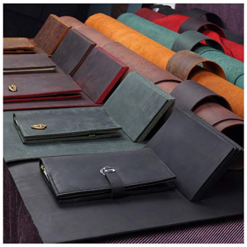 Cowhide Oil Tanned Crazy Horse Leather Craft Arts Tooling Sewing Hobby Workshop Leathercraft Accessories Diy Material Retro Pull Up Style (Green (Thickness : 2.0Mm), 10 Sq Ft (Irregular Shape)) #TOP3