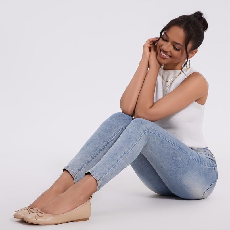 Modatope Ballet Flats with Bow Ballerina Closed Square Toe Slip on Bowknot Flats Shoes for Women Dressy - Image 7