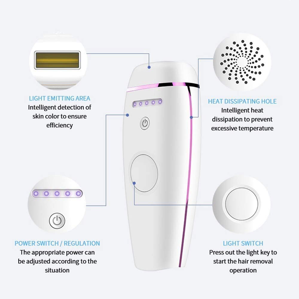 AMPLIN Ipl Hair Removal Handset Laser Hair Removal Machine For Permanent Painless Lazer Hair Removing Epilator Men And Women Bikini Armpit Bikini Pubic Hair Removals (White) 2