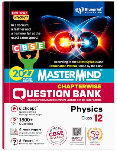 Image of Mastermind CBSE Class 12 Physics Question Bank 2027 Exam with 4 Mock Sample Paper | PYQ ( Previous Year Question ) Based on New Syllabus issued on 2 April 2026