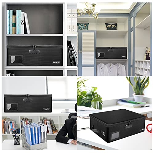 Tamfile Document Organizer, File Storage Bag, Hard Fireproof Safe Important Document Box With Lock, Home Office Collapsible Portable Filing Storage Box For Letter/Legal File (15.8 * 12.8 * 4.8Inch) #TOP4