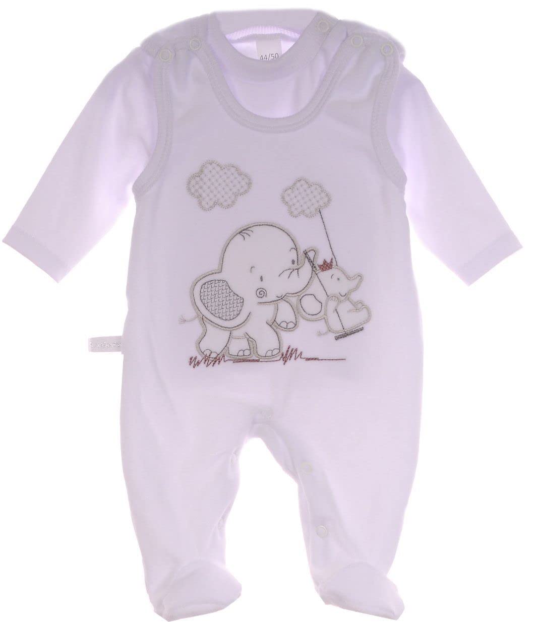 Baby Set Weiß Stramplerhose und Shirt Zweiteilig Warm Baumwolle Erstlingsausstattung Neugeborenen Outfit bequem Bekleidungsset