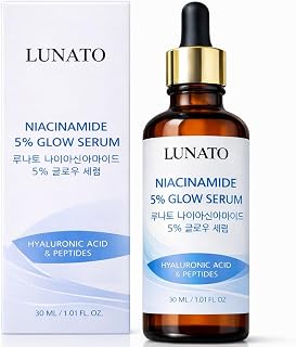 Lunato 5% Niacinamide Face Serum – Hydrating Korean Skincare with Hyaluronic Acid & Peptides, Brightening, Pore Minimizing, Oil Control & Anti-Aging for Smooth Radiant Skin – 30ml