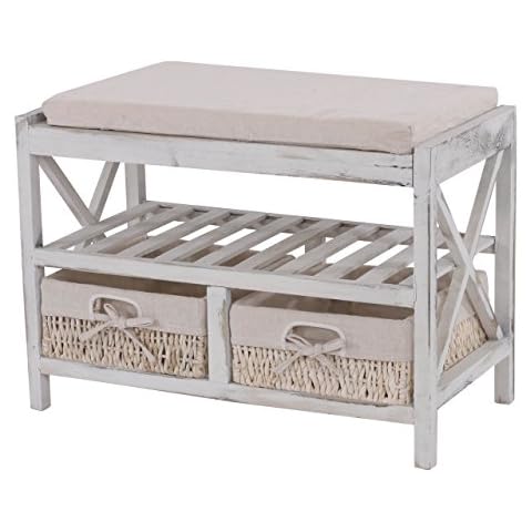 Mendler Schuhregal HWC-C48, Sitzbank Schuhablage Cover