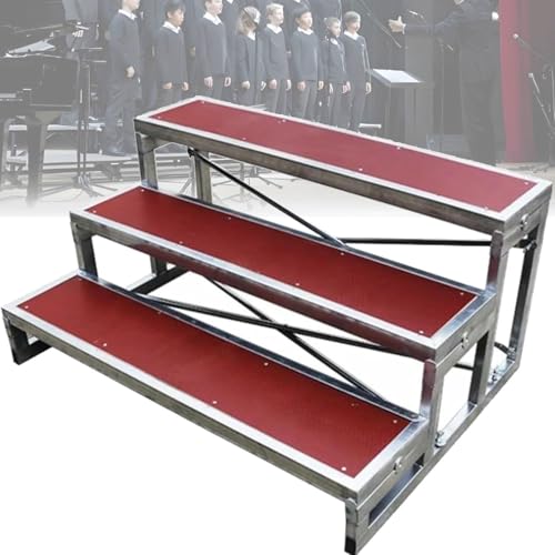 Générique Składane podnośniki chórowe, wielopoziomowa antypoślizgowa i przenośna metalowa platforma sceniczna, czerwona, 1/2/3 poziomy - stopnie chóru, zdjęcia grupowe, biurko, strade de de