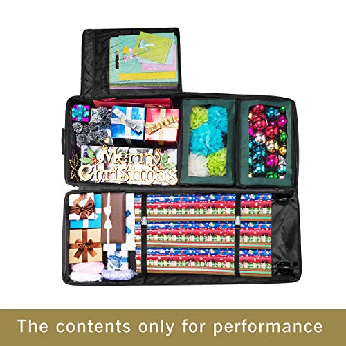 Rolling Wrapping Paper Storage Organizer-Ultimate Present Wrap Station On Wheels- Holds Holiday Gift Bags, 30-40” Rolls, Bows & Ribbon By Elf Stor #TOP2