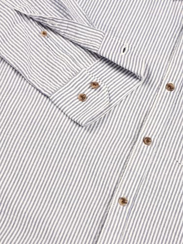Image of Thomas Scott Men's | Slim Fit | Striped Design | Button-Down Collar | 100% Cotton Casual Shirt for Mens