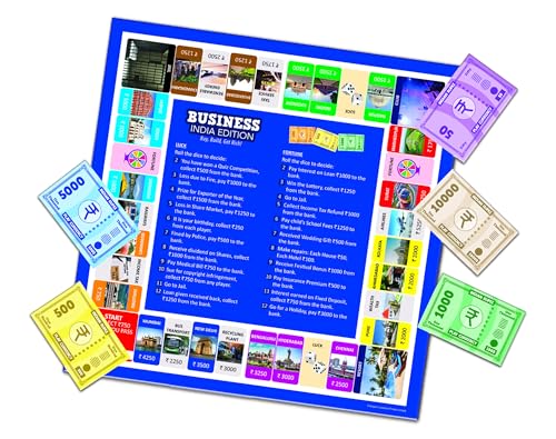Image of Business India Edition Board Game | Classic Money & Property Trading Game | Monopoly Type Business | Travel Friendly | 6 Players | for Kids and Adults