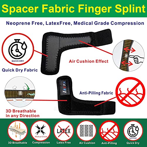 Irufa, Fs-Os-11, 3D Breathable Fabric Finger Splint, Stabilizer Brace Wrap Support For Trigger Broken, Curved Bent Mallet Locking Finger, Dislocation, Straightener, Pain Relief Black, One Pcs #TOP3