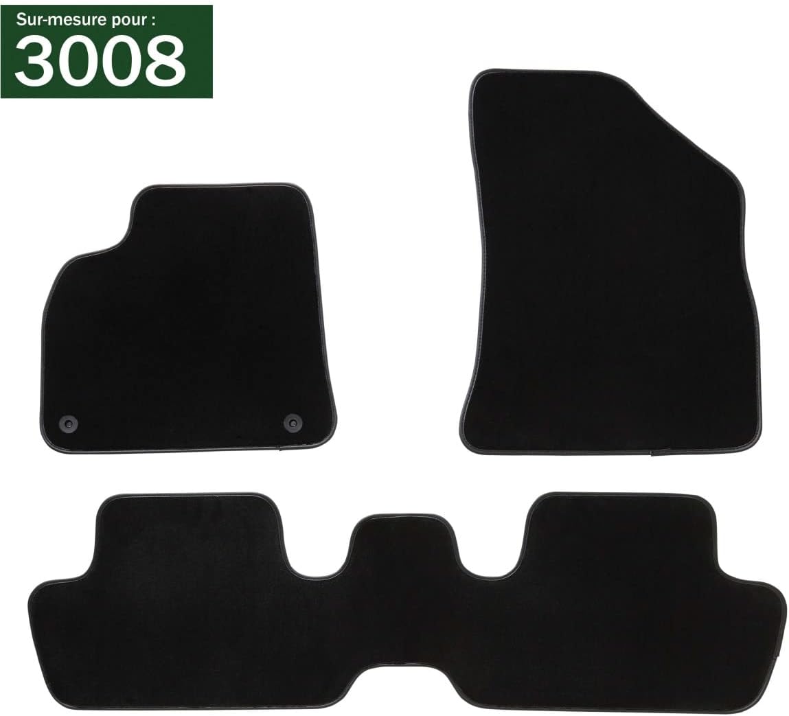 1763938 Car Floor mat - Custom Made - 3 Pieces - Anti-Slip Carpet 1000g/m² - Velours Finish - Range Luxe - Steering Wheel Left