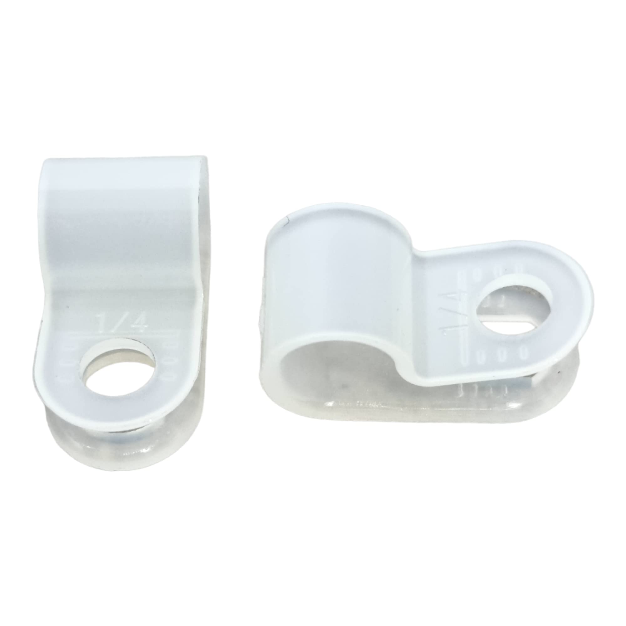 100 Pack of White Nylon P-Clips, Plastic Cable Clips, 6.3mm (1/4") Diameter