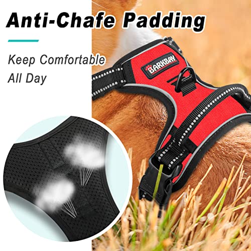 Barkbay No Pull Dog Harness Large Step In Reflective Dog Harness With Front Clip And Easy Control Handle For Walking Training Running(Red,L) #TOP1