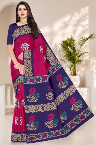 Image of TAMAIRA FASHION Mulmul Pure Cotton Saree For Woman Batik Printed |Office Wear Daily Wear Sarees For Women Without Blouse Piece