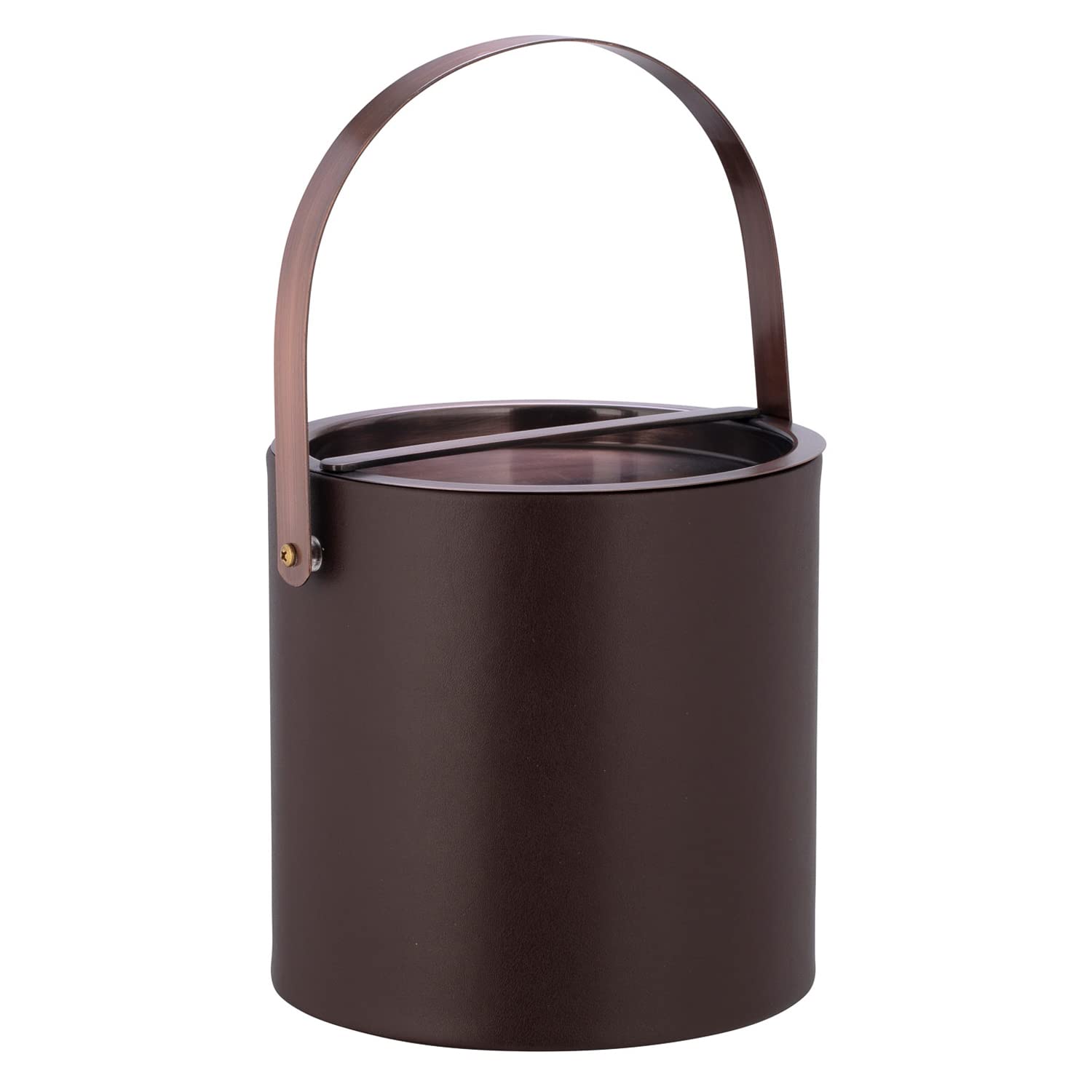 Kraftware 3qt Oil Rubbed Bronze Arch Handle & Bridge Cover Barcelona 3 quart Ice Bucket, Chocolate Brown