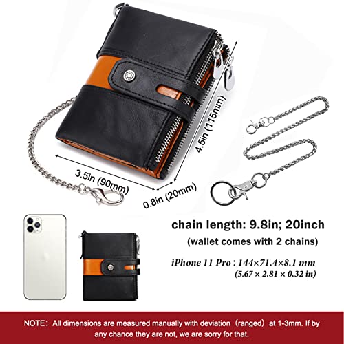 Image of boshiho Genuine Leather Bifold Chain Wallet for Men RFID Blocking