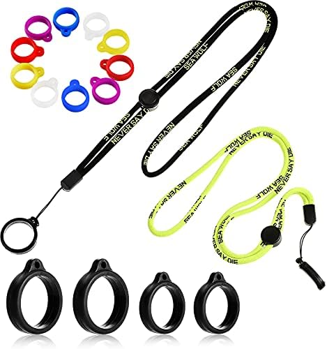 16 Pcs Anti Lost Lanyard Set Include 2 Necklace Lanyards Safety Neck Strap with 14 Silicone Ring Soft Protective Ring