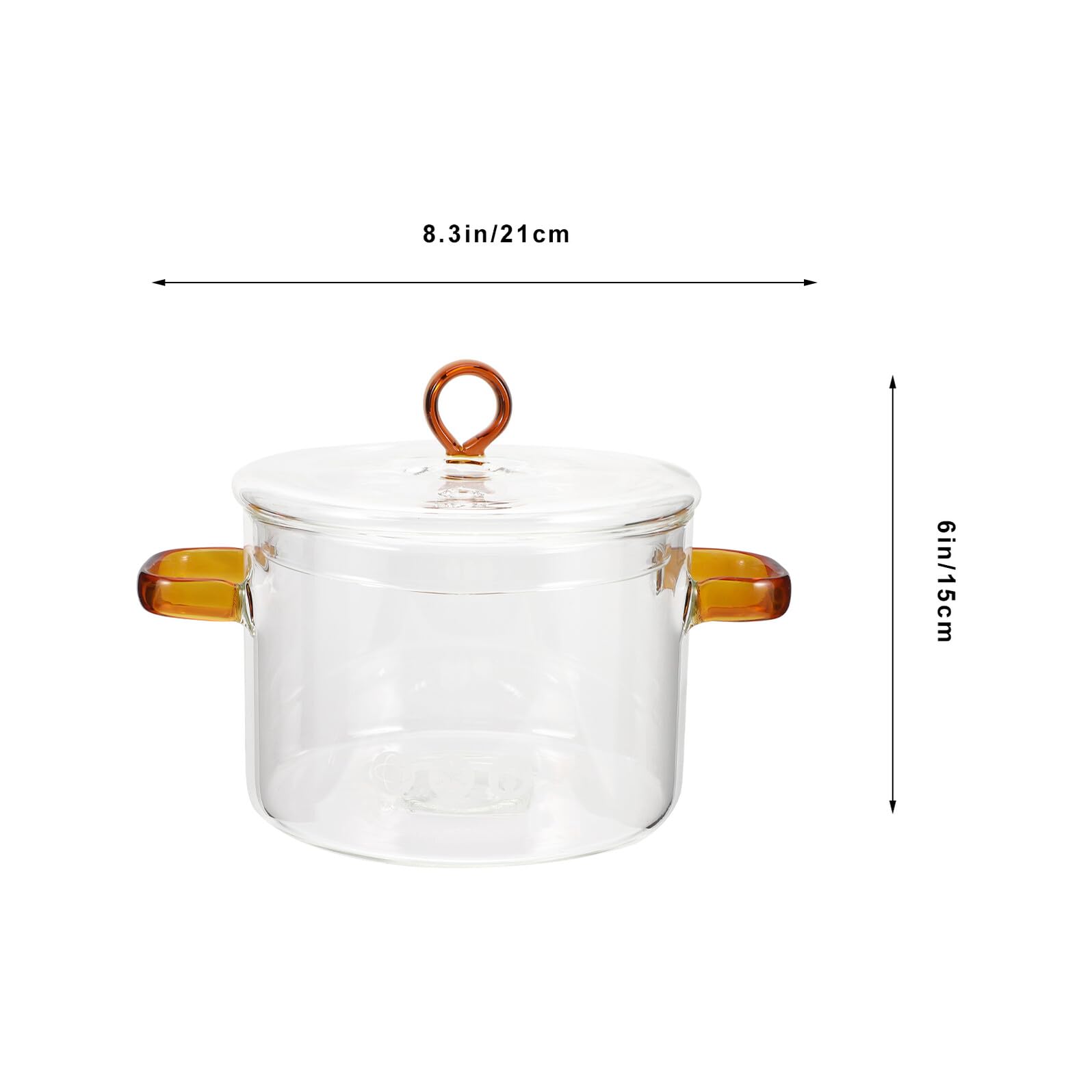 Casserole en Verre 1500ml avec Couvercle, Double Poignée | Verre Borosilicate, Cuisson Visible, Usage Maison pour Nouilles et Repas Bébé