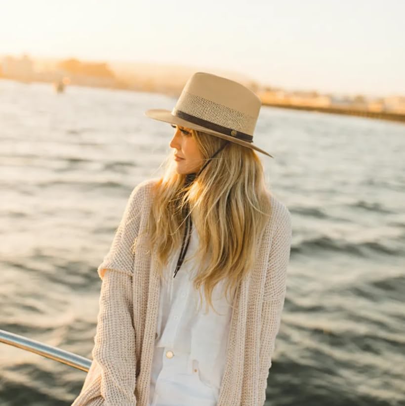 Image of American Hat Makers Milan Straw Fedora - Outdoor Summer Golf and Beach Hat for Men and Women - Wide Brim for UV Protection