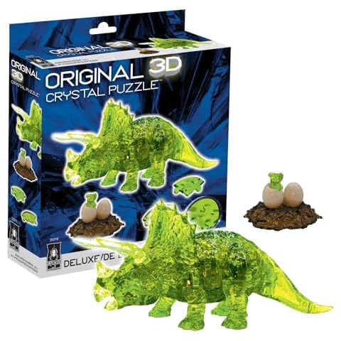 BePuzzled | Triceratops with Baby Deluxe Original 3D Crystal Puzzle, Ages 12 and Up Cover