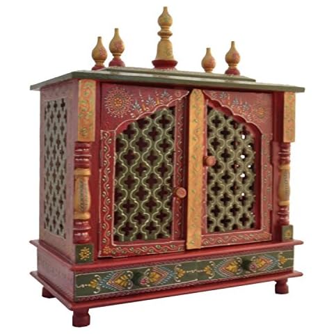 Fasherati wooden temple(Outer Size: Width: 46 cm, Depth: 23 cm, Height: 55 cm, Inner Size: Width: 34 cm, Depth: 22.5 cm, Height: 28 cm.)/Mandir/Pooja Ghar/Temple/mandir for home Cover