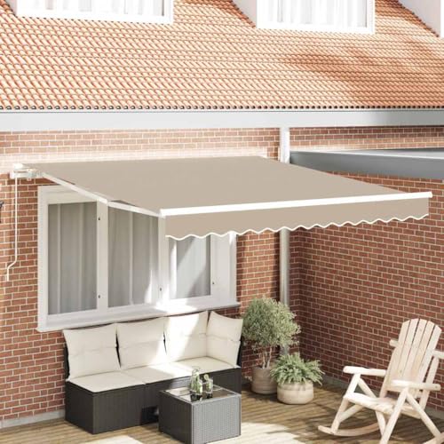 Auvent rétractable manuel en aluminium avec toile polyester beige résistante