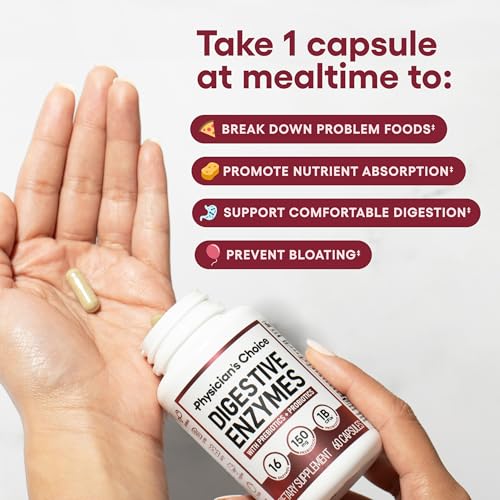 Physician's CHOICE Digestive Enzymes - Multi Enzymes, Organic Prebiotics & Probiotics for Digestive Health & Gut Health - Meal Time Discomfort Relief & Bloating - Dual Action Approach - 60 CT - Image 3