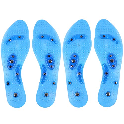 Joyfeel's Store Plantillas de masaje,acupresión Masaje magnético Terapia para los pies Antifatiga Alivio para el dolor Pérdida de peso Plantillas de zapatos Lavable y cortable 2 pares (S, Blue)