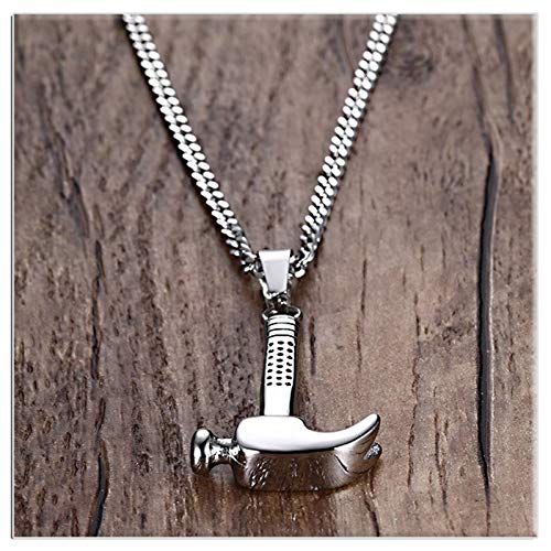 Xusamss Punk Titanium Steel Tool Hammer Pendant Necklace,24inches Link Chain