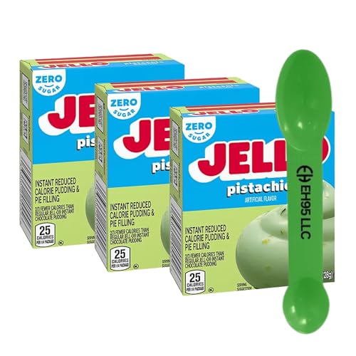 (Pack of 3) Jello Pistachio Instant Reduce Calorie Pudding & Pie Filling Mix 1 oz - 2 in 1 Measuring Spoon Included