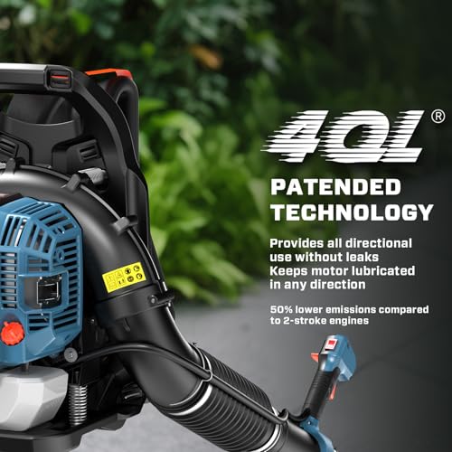 Image of SENIX 49CC 4-Cycle Gas Powered Backpack Leaf Blower, 425 CFM & 195 MPH