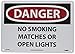 NMC D457RB OSHA Sign, Legend "DANGER - NO SMOKING MATCHES OR OPEN LIGHTS", 14" Length x 10" Height, Rigid Plastic, Black/Red on White