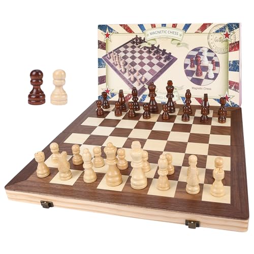 Juego de ajedrez plegable de madera 15 pulgadas miniatura 1