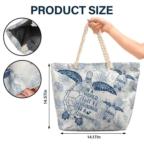Bolsa de playa personalizada Nana con motivo de tortuga miniatura 4