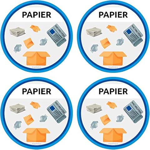 trashnice 4er Set Papiermüll Aufkleber Cover
