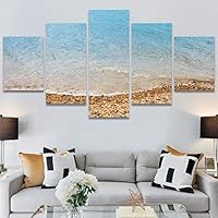 SIGNWIN 5 Panel Canvas Wall Art Aerial Beach Beach Coastal Cool Minimalism Multicolor Photography Relax/Calm for Home Decorations Ready to Hang - 60