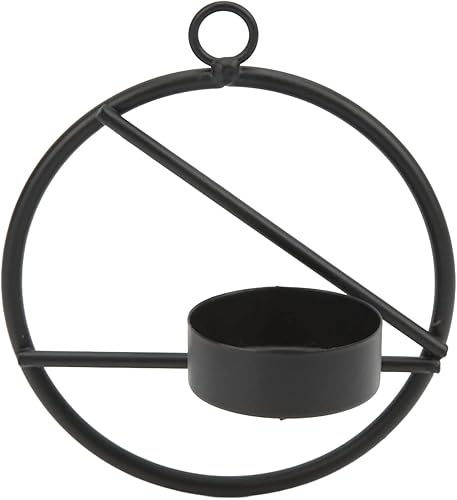 Portavelas de pared para velas de té de pilar, candelabro redondo de metal minimalista moderno, negro, decoración para colgar en la pared, regalo de
