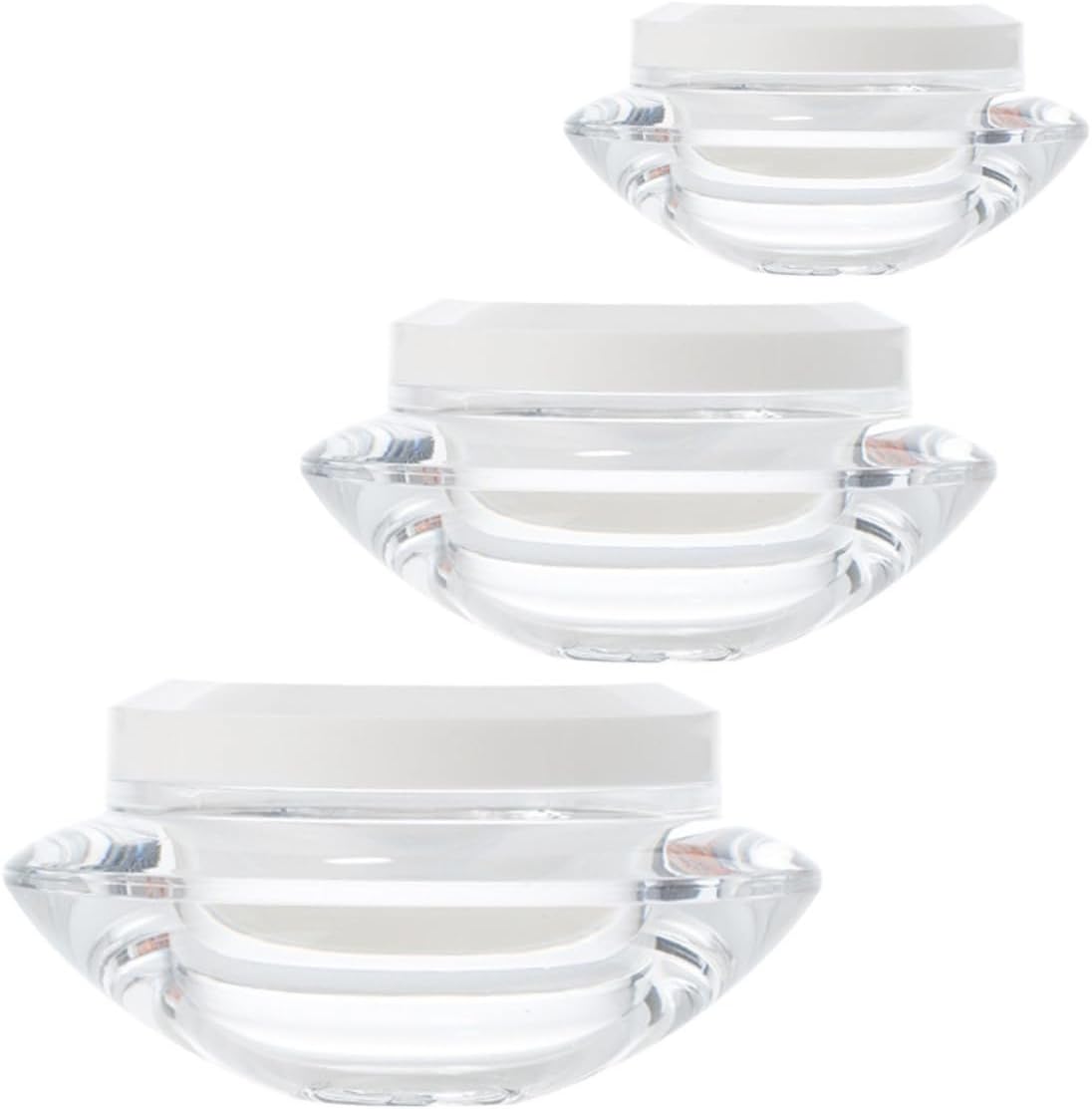 SECFOU 3pcs Refillable Face Cream Bottles Acrylic Sub-packing Jars with Leakproof Lids Portable Cosmetic Containers for Travel and Daily Use