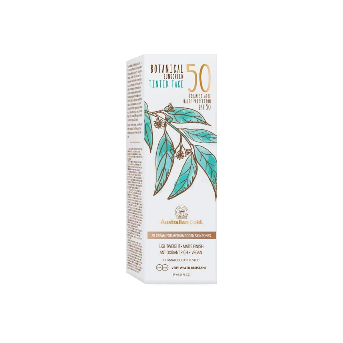 Australian Gold - Crema viso tinta botanica SPF 50 - Medium/Tan Black 89 ml (confezione da 1)