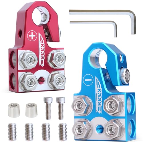 Kaas 8-Way Lead Acid Battery Terminal Connector, Positive and Negative Set, Battery Post Adapter for SAE/DIN/EN Tapered Top Post, Compatible with 8AWG to 4/0 AWG, Includes OEM Top Post Adapter